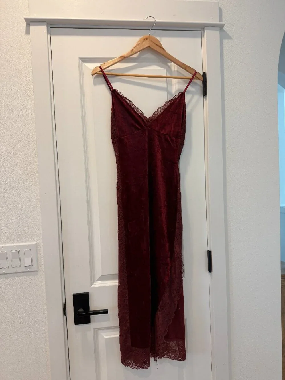 Free People Wine Velvet Slip Dress S